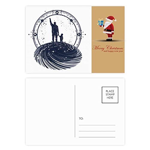 Cartes postales Père Noël et graphismes géométriques lot de 20 pour correspondance