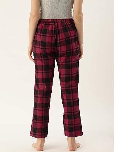 Image of KRYPTIC Women's 100% Pure Cotton Woven Pyjama | Mid Rise Relaxed Fit Full Length Nightwear Pant with Elasticated Drawstring Waistband & Side Pocket | Comfortable Lounge, Sleepwear & Casual Bottom Wear