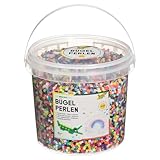 folia 73219 - Bügelperlen im Eimer, 30.000 Stück sortiert in 22 verschiedenen Farben, Durchmesser ca. 5 mm, tolle Ergänzung zu den Stiftplatten