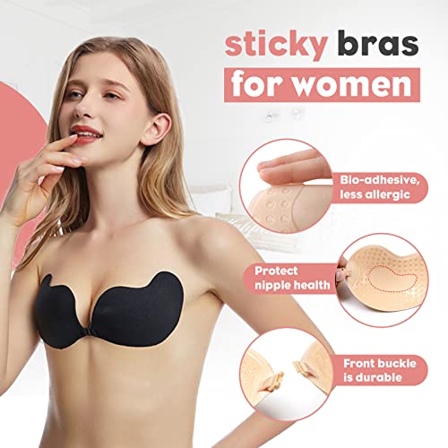 Sticky Bra Adhesive Push Up Invisible Strapless Bras For Women 2 Pairs Reusable With Nipple Covers For Backless Dresses #TOP2