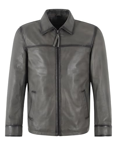 Veste en cuir d'agneau gris anthracite pour hommes Smart Range 1698
