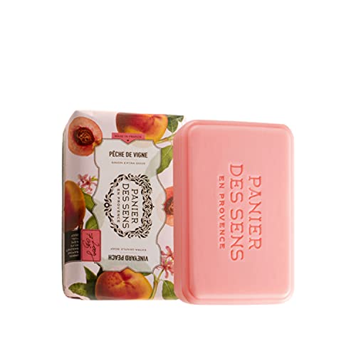 Panier Des Sens Peach Shea Butter Natural Bar Soap, Bath & Body Soap Bars - Made In France 95% Natural - 2 Bars, 7Oz/200G Each #TOP1