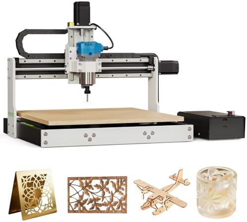 Axiscreat Cnc Router Machine 4040, Custom-Made 710W 6000-30000 RPM Trim Router Spindle, Linear Rails and Ball Screws, Engraving Milling Machine for Metal Wood Acrylic Leather etc.
