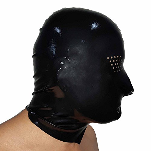 Latex Black Perforated Rubber Gummi Hood Mask (one Size)