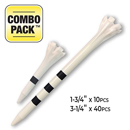 Champ 86505 Zarma Flytee My Hite 3-1/4" Combo Pack White with Black Stripes Golf Tees
