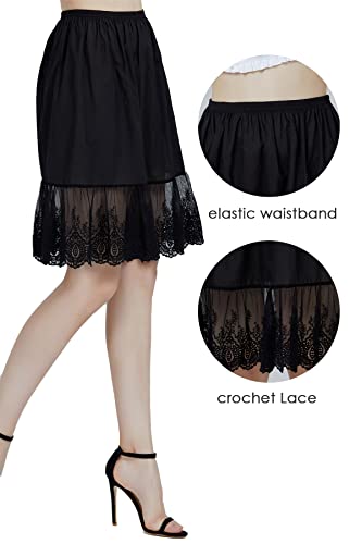 BEAUTELICATE 100% Cotton Half Slip Skirt Extender with Lace Trim Vintage Underskirt2
