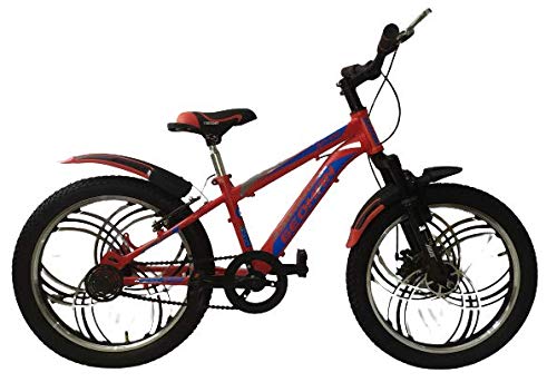 Geoman 20T MTB Bike Double Disc Brake with Front Shocker Cycle 5Spoke Wheel Single Speed, Girls Boys Kids, Red, Age 5-9 Years
