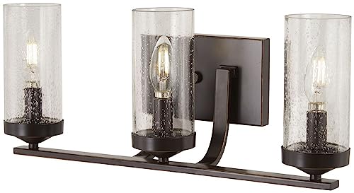 Image of Minka Lavery Wall Light Fixtures 4653-579 Elyton Bath Vanity Lighting, 3-Light 180 Watts, Downton Bronze