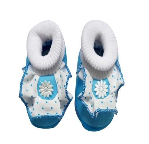 Baby Girls Comfortable Booties Shoes with Soft Cotton Fabric and Flexible EVA Sole Sky Blue 9-12 Months-picture-10