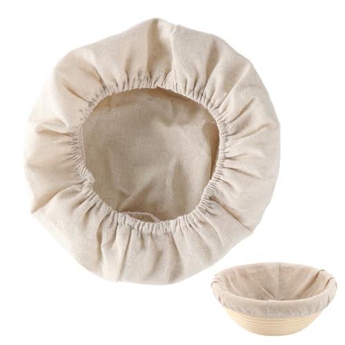 Panier de fermentation – Paniers à au levain | Kit de fabrication de 23 x 8 cm/9" x 3" pour couvercles de bols, tissu d'imperméabilisation en coton et lin, doublure en tissu rond, t