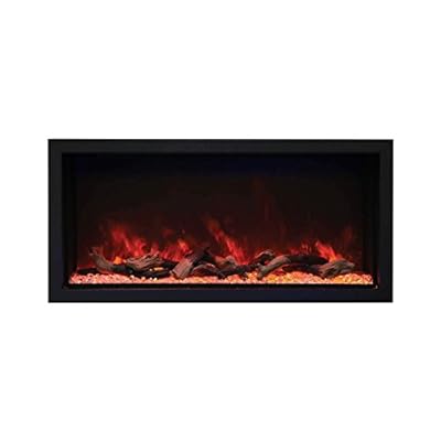 Amantii Panorama Series Extra Tall Built-in Electric Fireplace with Black Steel Surround (BI-40-DEEP-XT-FI-109-Diamond), 40-Inch, Ice Media