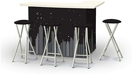 Best of Times 2002W1302 Nightscape Portable Bar & Matching Bar Stools, One Size, Black
