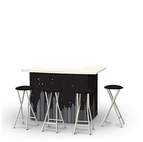 Best Of Times 2002W1302 Nightscape Portable Bar & Matching Bar Stools, One Size, Black #TOP2