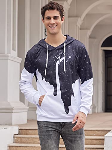 Pouring Milk Unisex Realistic 3D Digital Print Hoodies White Black Galaxy Paint Adults Cool Pullover Hoodie Casual Teen Girls Boys Party Hooded Sweatshirt School Party Clothes With Pockets #TOP1