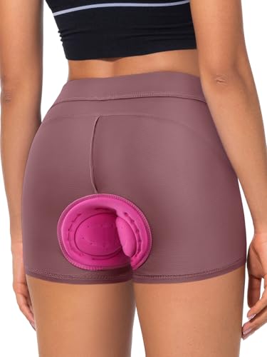 BERGRISAR Pantalones cortos de ciclismo para mujer, acolchados, de gel, transpirables, para ciclismo, rosa, M