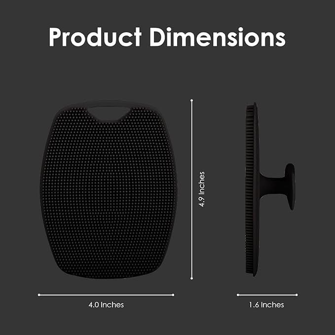 Image of Silicon Body Scrubber, Black, Comfortable Massage, Gentle Exfoliating, Muscles Relaxing, Promote Blood Circulation, 12.6cm x 9.2cm (Pack of 2)
