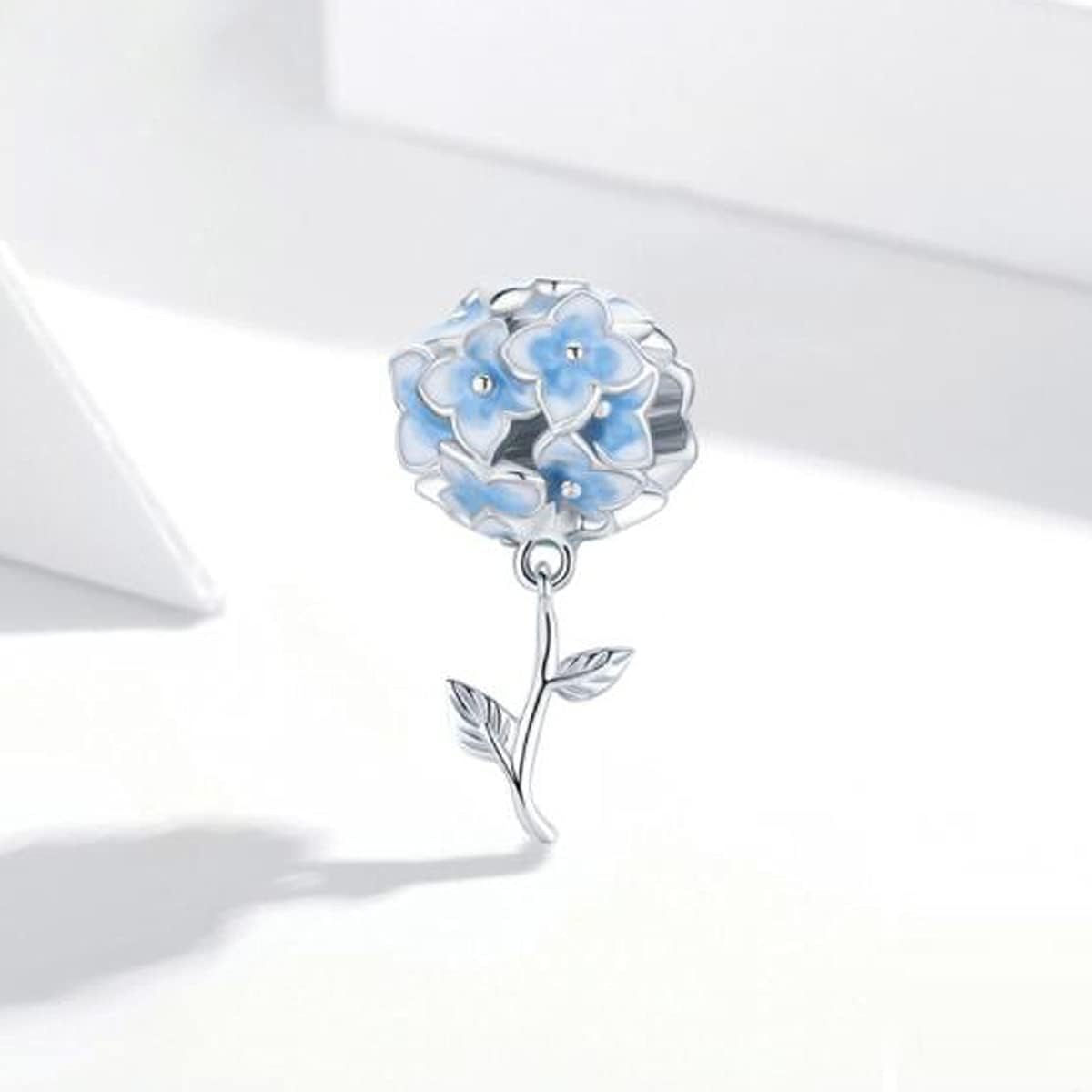 Cactus Charm Sterling Silver Plant Flower Charm Necklace Pendant Space Beads Charms For Bracelet DIiy Bead (Blue Flower Charms) - Image 2