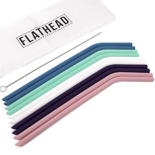 Premium Silicone Reusable Straws Set of 10