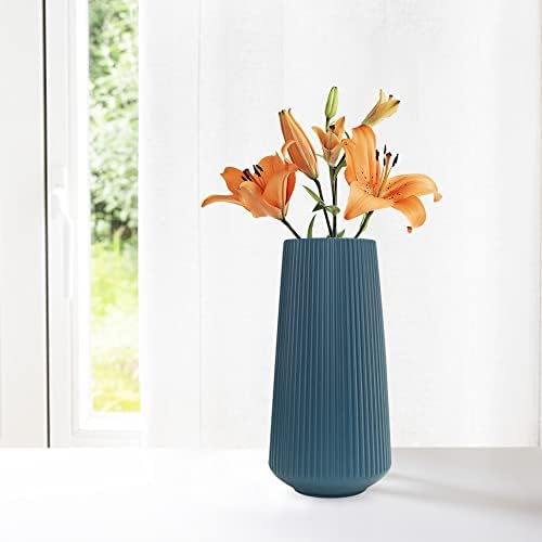 Irtyif Flower Vases, Modern Vase Geometric, Handmade Vases, Nordic Flower Arrangement Container Imitation Glaze Vase, Durable Modern Decoration Vase Living Room Office Decoration Blue (Plastic)