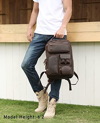 Taertii Taertii Vintage Full Grain Genuine Leather Backpack for Men, 15.6" Laptop Travel Bag Rucksack - Brown 7 Taertii Taertii Vintage Full Grain Genuine Leather Backpack for Men, 15.6" Laptop Travel Bag Rucksack - Brown