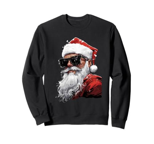 Lunettes de Soleil drôles Visage de Père Noël avec Chapeau Barbe Noël Sweatshirt