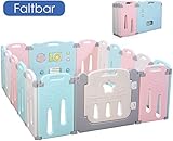 💗HOHE QUALITÄT UND SICHERHEIT: Der Babyzaun besteht aus ungiftigen und umweltfreundlichen Materialien, die Kinder sicher verwenden können. Der Babyzaun hat ein stabiles Schnallendesign, das dem Baby das Herunterdrücken erschwert. Der Babyzaun von 146*182.5*64cm(L * B * H) ist nicht nur glatt, sondern auch sicher und langlebig.Maße Quadrat ca.: 146 cm pro Seite = Gesamtumfang ca.: 6.93m (Flächeninhalt ca. 2.65m²) Er ist die beste Wahl für Babys von Oktober bis 6 Jahren.