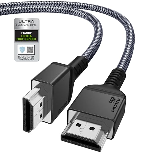 Maxonar 8K Ultra High Speed ​​HDMI® Kabel 1m,(Zertifiziert) HD 48Gbit/s Hochgeschwindigkeit 8K60 4K120 eARC HDR10 4: 4: 4 HDCP 2.2 & 2.3 Dolby Kompatibel mit/PS5,Xbox-Serie X/Roku/Fire/Sony