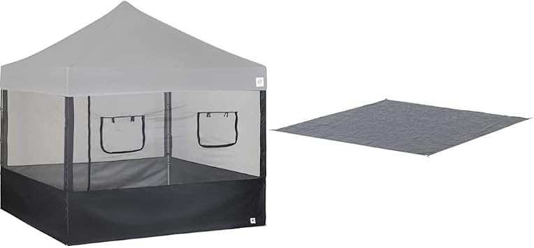 E-Z UP Food Booth Sidewall Kit, Set of 4, Fits 10 x 10 Straight Leg Canopy & EZFP10GY, Fits 10 x 10 Straight Canopies Tent Footprint tarp, Gray