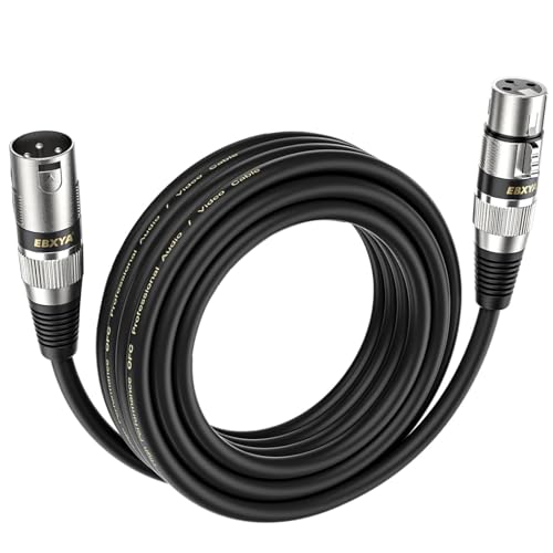 EBXYA - Cable XLR de micrófono 5M conectores macho a hembra XLR cable de parche para sistema PA, grabador de estudio, amplificador, mezclador