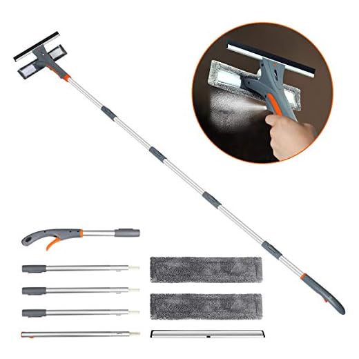 Spray Window Squeegee Cleaner Tool, Baban 3-in-1 Window Washer Cleaning Kit with Extension Pole, 76 inch Extendable Window Washing Equipment for Indoor/Outdoor High Glass Windows