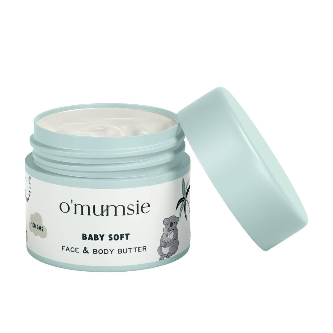 o'mumsie Baby Body Butter Moisturizer Lotion | for Healing Eczema, for Normal to Dry Sensitive Skin | Enriched with Oatmeal & Cocoa Butter - 100 GM
