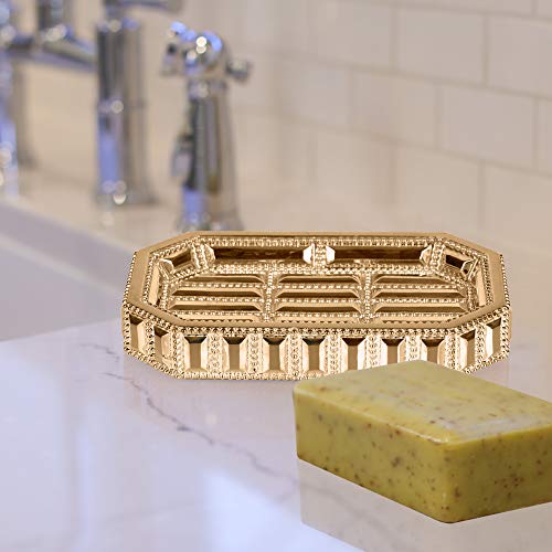 Nu Steel Resin Decorative Dish Tray For Bathroom Vanities, Countertops, Pedestals, Kitchen Sink-Store Hand Soap, Pumice Bars, Sponges, Scrubbers, Gold Finish #TOP4