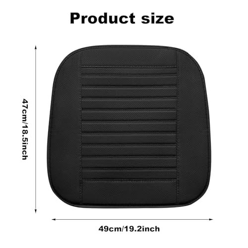 Universelle Sitzkissen Auto, Atmungsaktiv Sitzauflagen Vordersitze aus Leder & Baumwolle, Vordersitzkissen Leicht zu Reinigen, Rutschfest Sitzauflage Auto für Ganzjahreskomfort (Schwarz, 49x47cm)