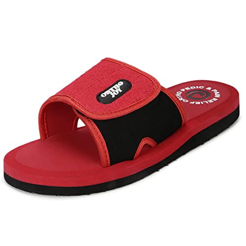 Image of ORTHO JOY Men's Orthopedic Slippers - Adjustable Velcro Strap, Soft Cushioned Footbed & Anti-Skid Comfort Sandals