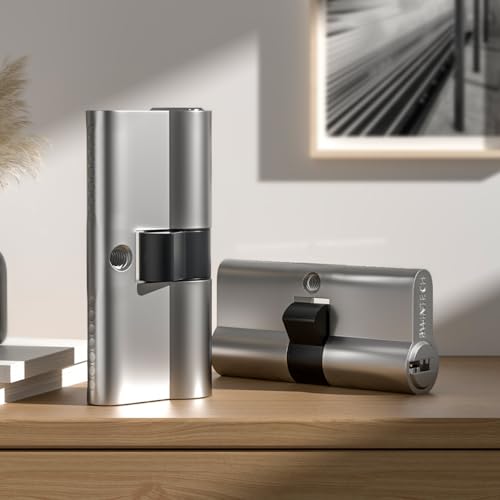 Bwintech 1 Stück 30/50mm Euro Messingzylinder, 80mm Schlüssel/Schlüsselzylinderschloss mit 5 horizontalen Messingschlüsseln,Anti Picking,Anti Bohr,Anti Snap,Anti Bumping, Satin Nickel Finish
