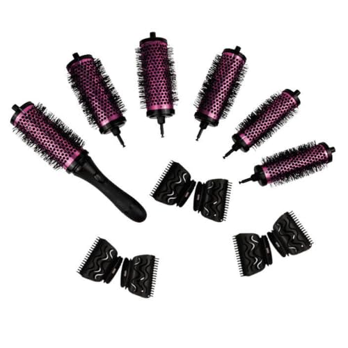 Brochas redondas de 18 piezas con tubo cerámico rojo rosa para moldear el cabello