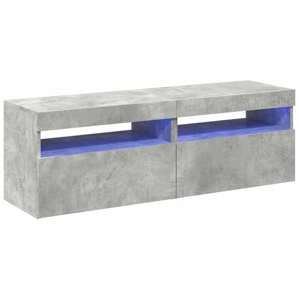 vidaXL - TV-Möbel - TV-Schränke mit LED-Leuchten 2 Stk. Betongrau 60x35x40cm