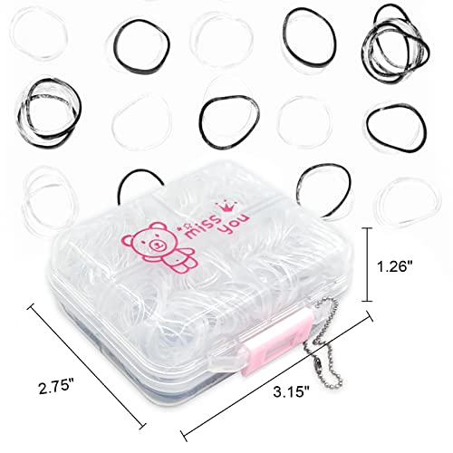 300Pcs Hair Ties Clear Elastic Hair Mini Hair Rubber Bands With Organizer Box,Easy To Carry,Baby Hair Ties For Thin Or Thick Hair,Hair Accessory By B1Jounie Ya (Black&Clear) #TOP3