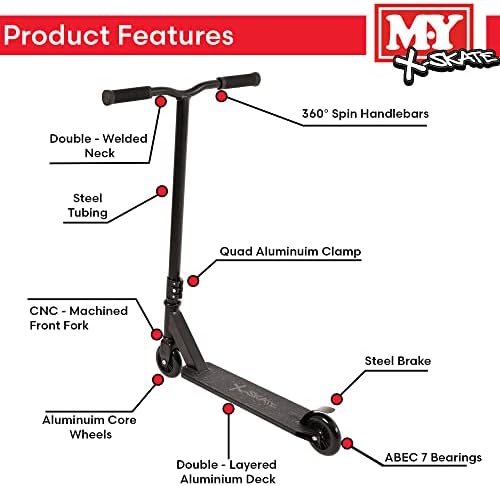M.Y X-Skate Stunt Scooter - Trick Kick Scooter With ABEC 7 Chrome Bearings