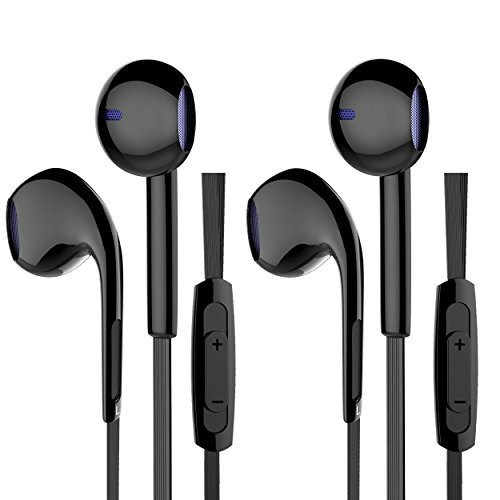 Mxstudio Earbuds with Mic, Earphones Wired Headphones with Microphone Fits for iPhone/iPod/iPad/Samsung Galaxy - 2 Piece