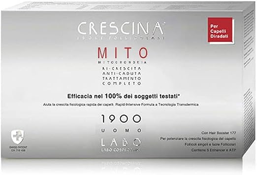 Crescina Transdermic MITO Follicular Islands Double Treatment for Hair Regrowth and Anti-Hair Loss 1900 Men 40 vials 20+20