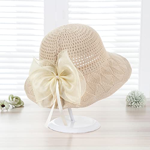 Chapeau de soleil pliable anti-UV avec visière large et nœud élégant couleur D