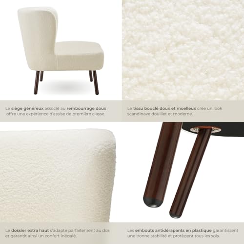 Fauteuil cocktail Teddy Rembourré avec revêtement bouclé Bouclé cassé - vue 6