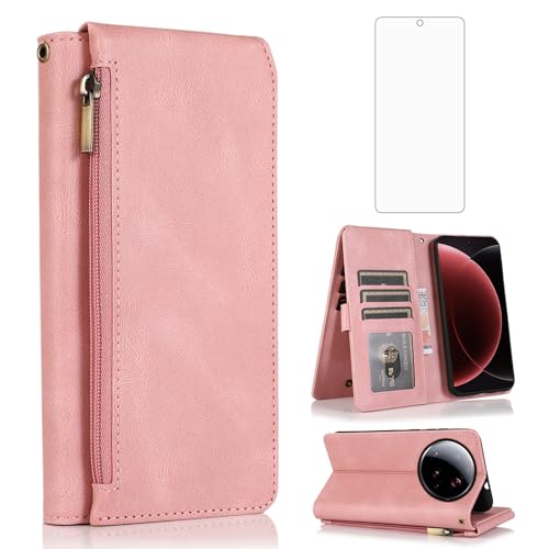 Coque Xiaomi 15 Ultra antichoc rose avec porte-carte et film écran complet