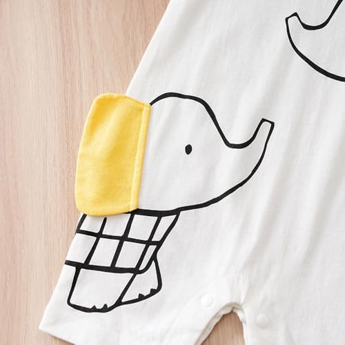 Image of Hopscotch Baby Boys Animal Print Short Sleeves White Rompers