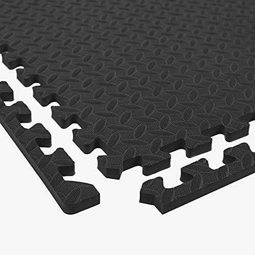Incstores 1/2 Inch Thick Diamond Soft Foam Flooring Tiles | High-Density Interlocking Foam Tiles For Rugged Style In Your Home Gym, Playroom, And More | Black, 6 Tiles #TOP3