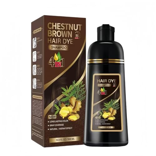 Herbal Hair Dye Shampoo 500ml, 3-in-1 Hair Color Shampoo with Biota Orientalis Leaf Extract & Ginger Root, Gradual Gray Hair Cov