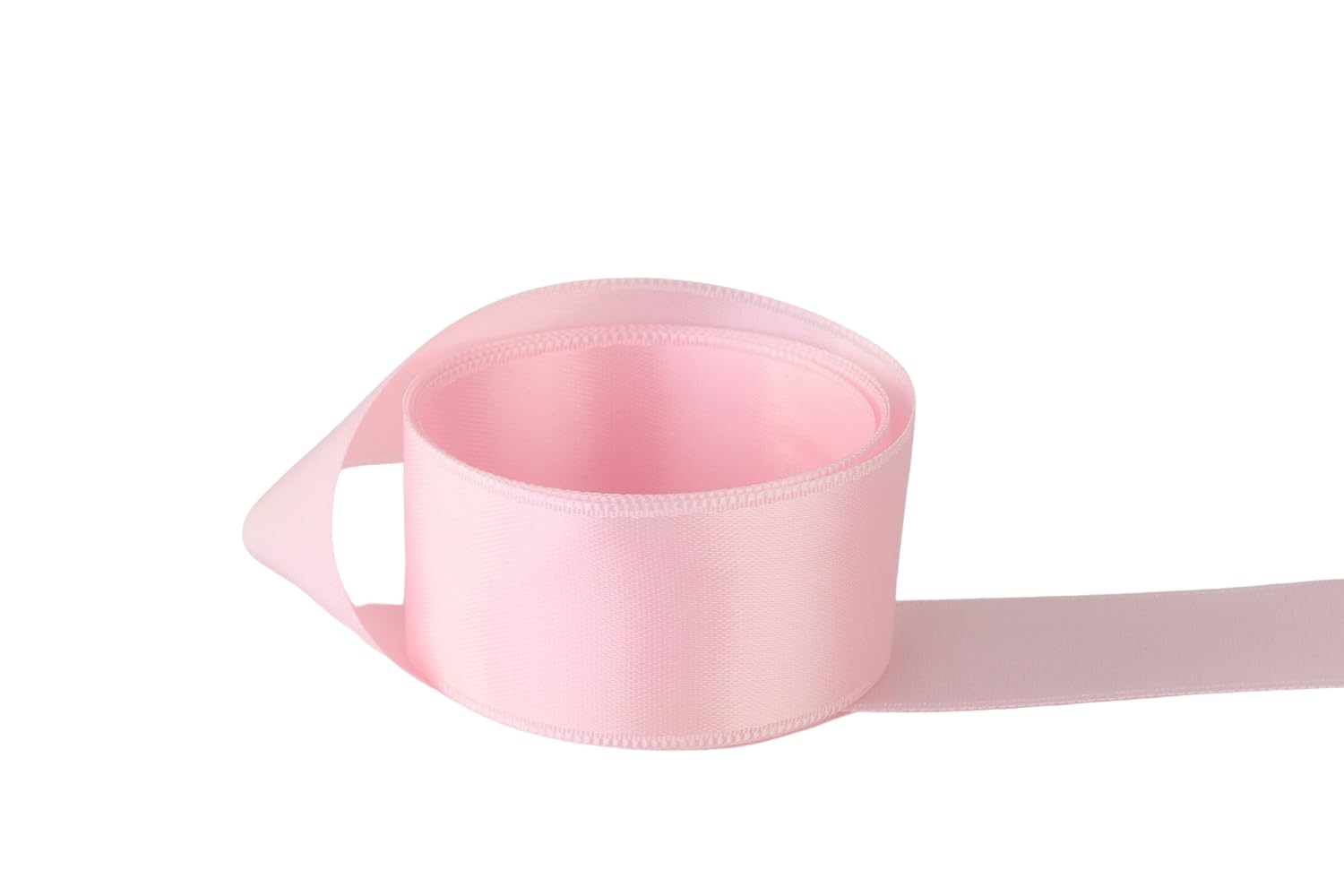 Ribbon Bazaar Double Faced Satin - Premium Gloss Finish - 100% Polyester Ribbon for Gift Wrapping, Crafts, Scrapbooking, Hair Bow, Decorating &amp; More - 1" Pearl Pink 20yd Spool