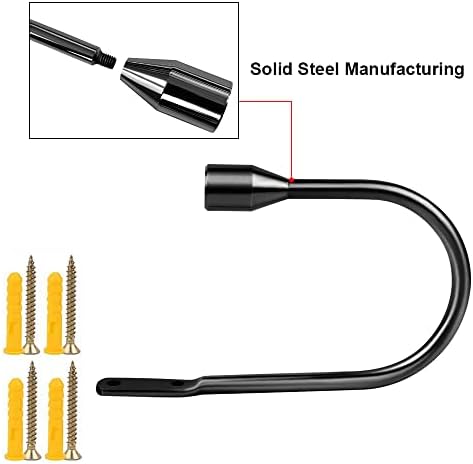 ALEENFOON Curtain Tieback Hooks U Style Metal Tie Backs for Curtains Modern Design Tiebacks for Voiles Curtain Holdback 2 Pack (Metallic Black)