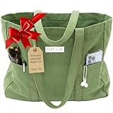 Harp + Ra Oversized Large Canvas Tote bag for Women - Open Top, Laptop Sleeve, Pockets - no zipper - Best gift for Women